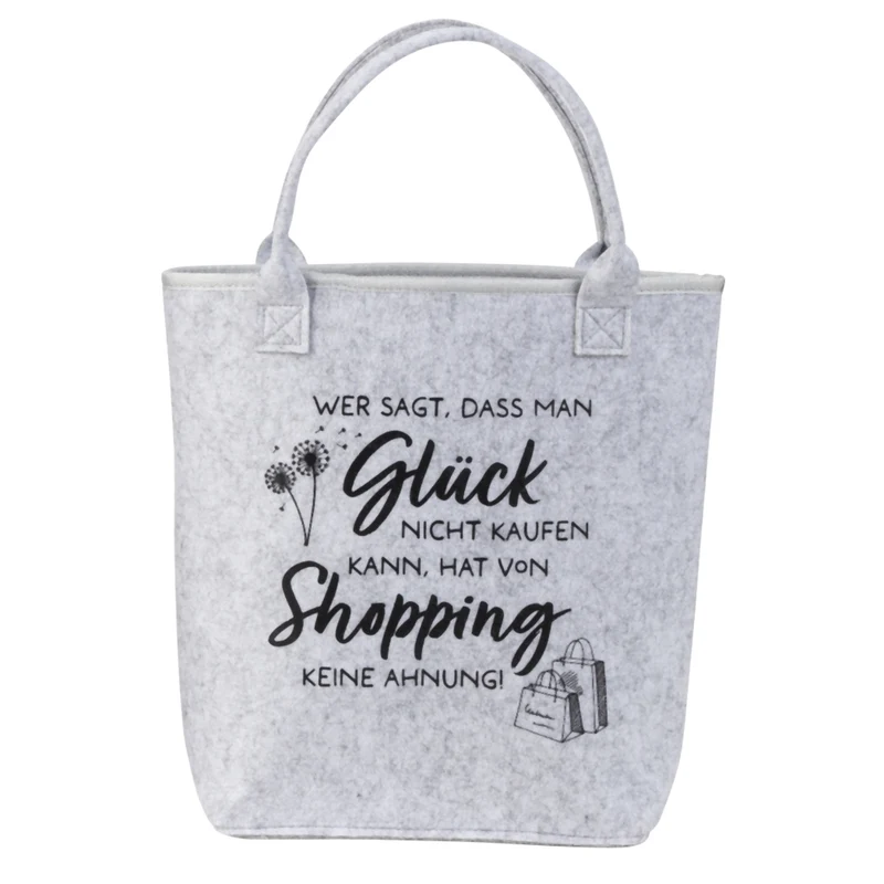 Filztasche Shopping Hellgrau 37 cm Filz Tasche Grau Einkaufstasche Shopper