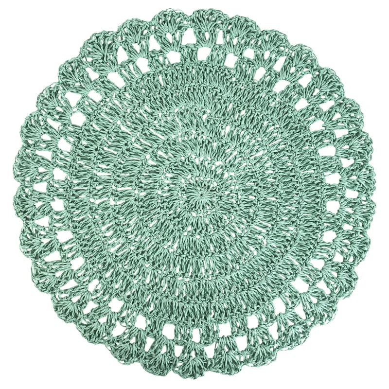 2er Set Platzset Grün Raffia 38 cm Tischset Tischuntersetzer Tischwäsche Tischdeko