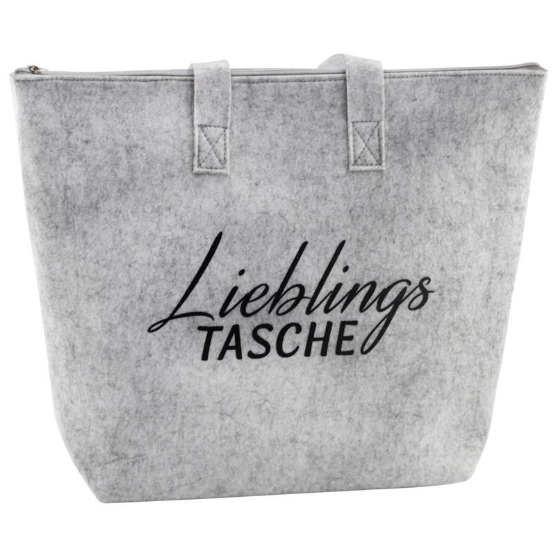 Filztasche Lieblingstasche Hellgrau 45 cm Filz Tasche Grau Einkaufstasche