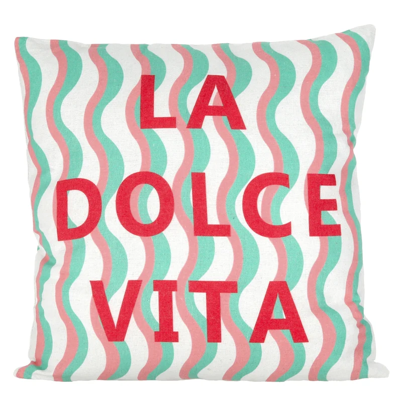 Sommerkissen La Dolce Vita Rot Bunt 45x45 cm Kissen Dekokissen Modern