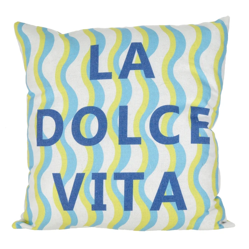 Sommerkissen La Dolce Vita Blau Bunt 45x45 cm Kissen Dekokissen Modern