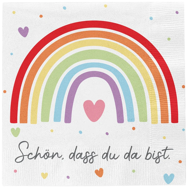 40 Stk. Papierservietten Schön das du da bist Regenbogen bunt Papier 3 lagig Servietten Kinder Geburtstag