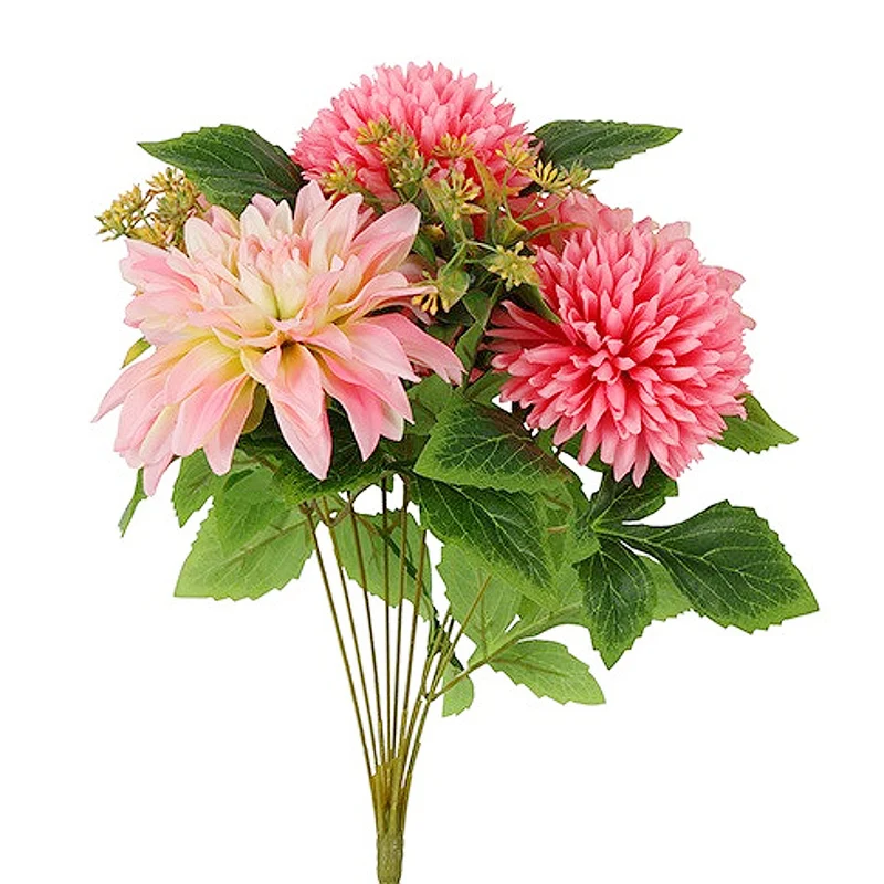 Kunstblumenstrauß Dahlien bunt Kunststoff Seide Deko Blumenstrauß Vase Tischdeko künstliche Blumen 25 cm