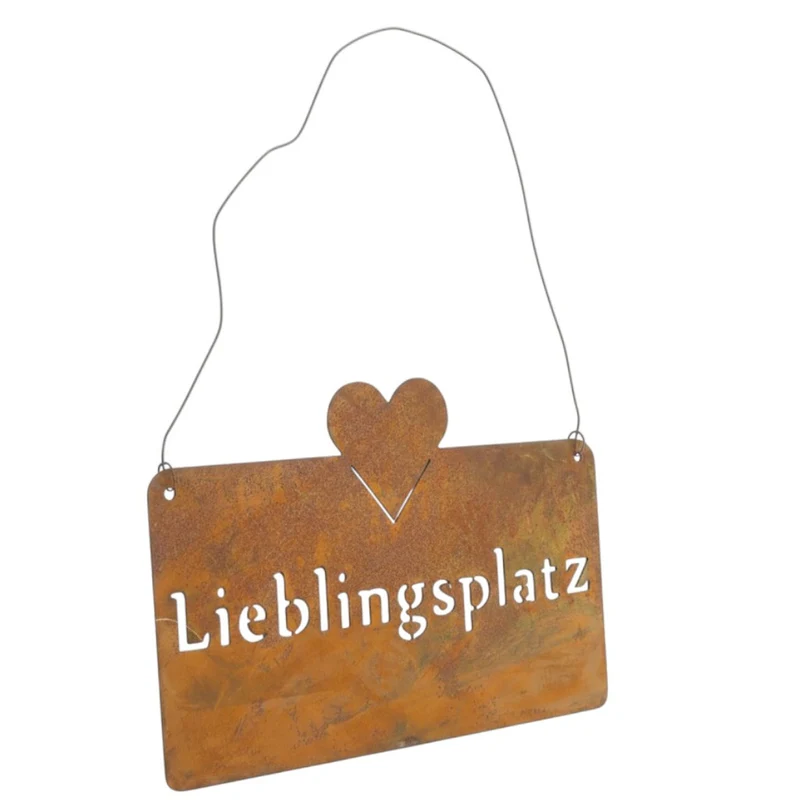 Dekoschild Lieblingsplatz Metall Rost 25 cm Hängeschild Schild Deko Garten Terrasse Balkon