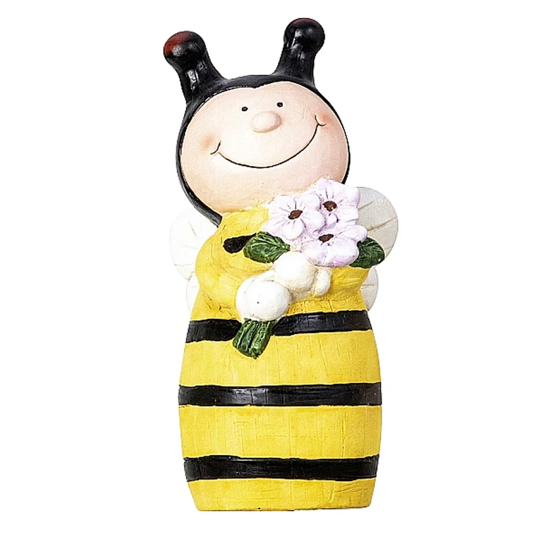 Zaunhocker Biene Gelb Schwarz Keramik 23 cm Zaundeko Gartendeko Gartenfigur Pfostenhocker Tierfigur