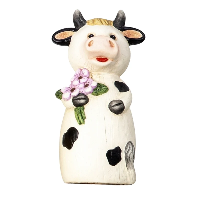 Zaunhocker Kuh Schwarz Weiß Keramik 23 cm Zaundeko Gartendeko Gartenfigur Pfostenhocker Tierfigur