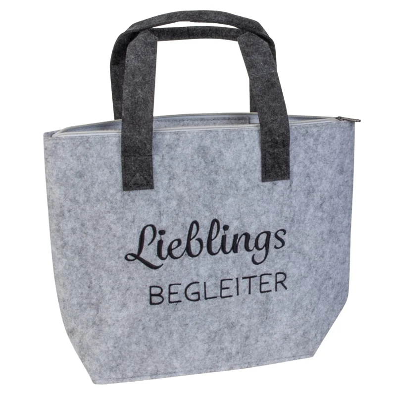 Filztasche Lieblingsbegleiter Hellgrau 39 cm Filz Tasche Grau Einkaufstasche