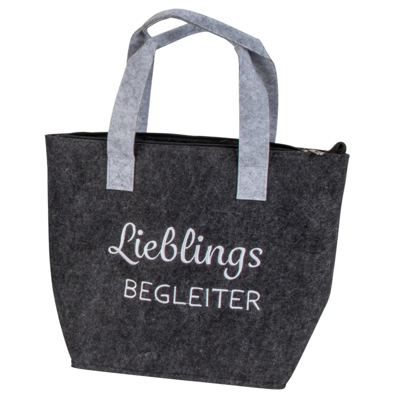Filztasche Lieblingsbegleiter Dunkelgrau 39 cm Filz Tasche Grau Einkaufstasche