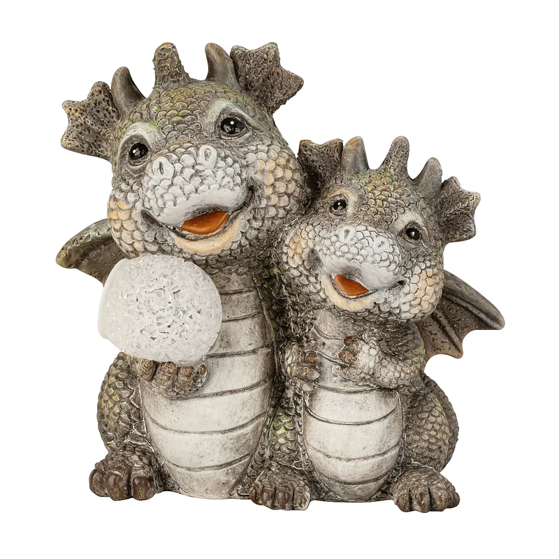 Deko Figur Drachen mehrfarbig 19 cm modern Dekofigur Tischdeko Dekoskulptur Dekodrache Polyresin