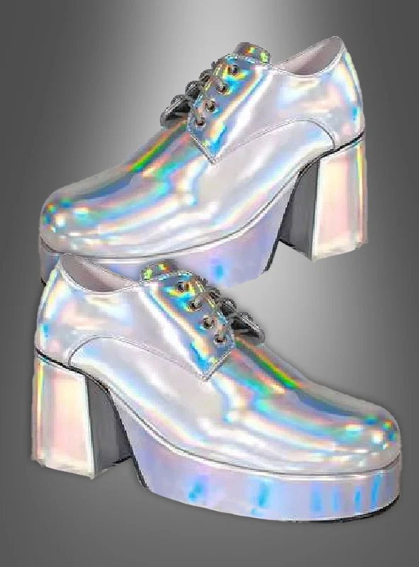 2. Wahl Hologramm Plateauschuhe 70er Disco Fever Silber