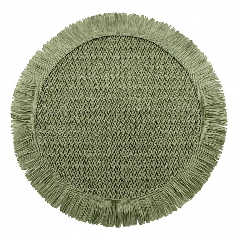 4er Set Platzset Boho rund Grün 38 cm Tischset Tischdeko