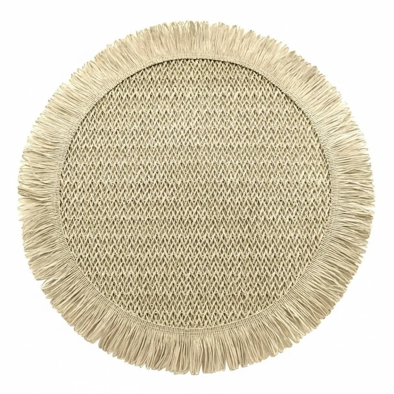 4er Set Platzset Boho rund Natur Beige 38 cm Tischset Tischdeko
