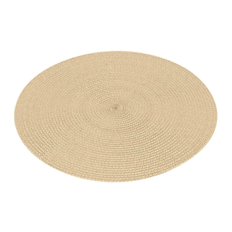 4er Set Platzset rund 35 cm Natur Beige Tischset Tischdeko Unterlage