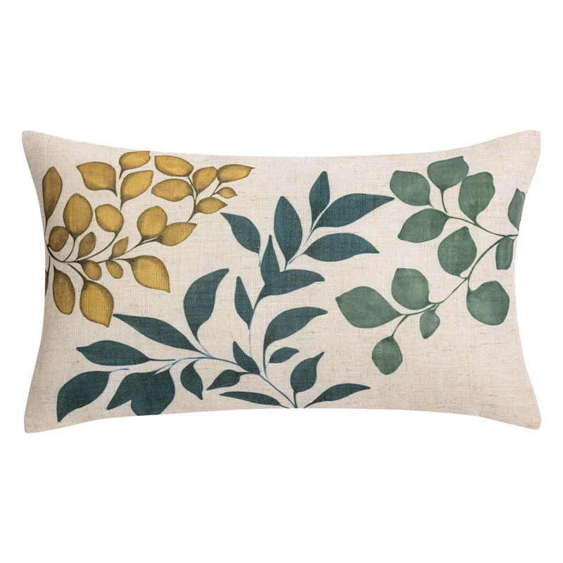 Dekokissen 30 x 50 cm mit Inlet Grün Braun Beige Leinen Sofakissen Zierkissen