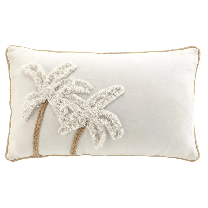 Dekokissen 30x50 cm mit Inlet Palmen Beige Creme Sofakissen Zierkissen