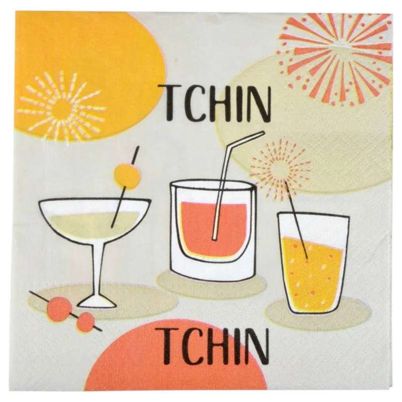 40er Set Papierservietten Tchin Tchin 33x33 cm bunt Papier Servietten Einwegservietten