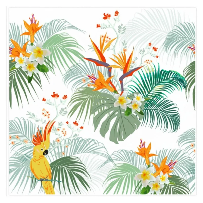 40 Stk. Servietten Kakadu Sommer Bunt Weiß Papier 33x33 cm Papierservietten Einwegservietten