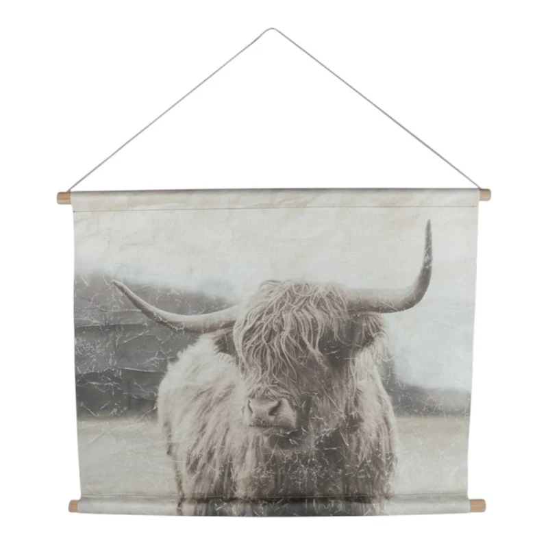 Wandbild Wanddeko Highland Rind Vintage Pergamentpapier 75 x 55 cm