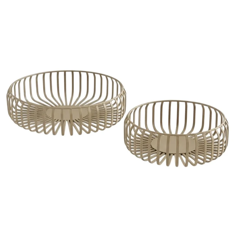 2er Set Dekoschale Metall Taupe Modern Drahtschale Drahtkorb Obstkorb Aufbewahrung Schale