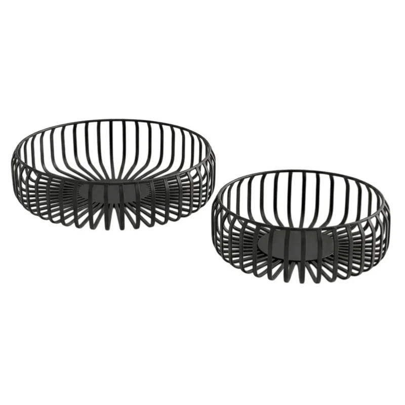 2er Set Dekoschale Metall Schwarz Modern Drahtschale Drahtkorb Obstkorb Aufbewahrung Schale