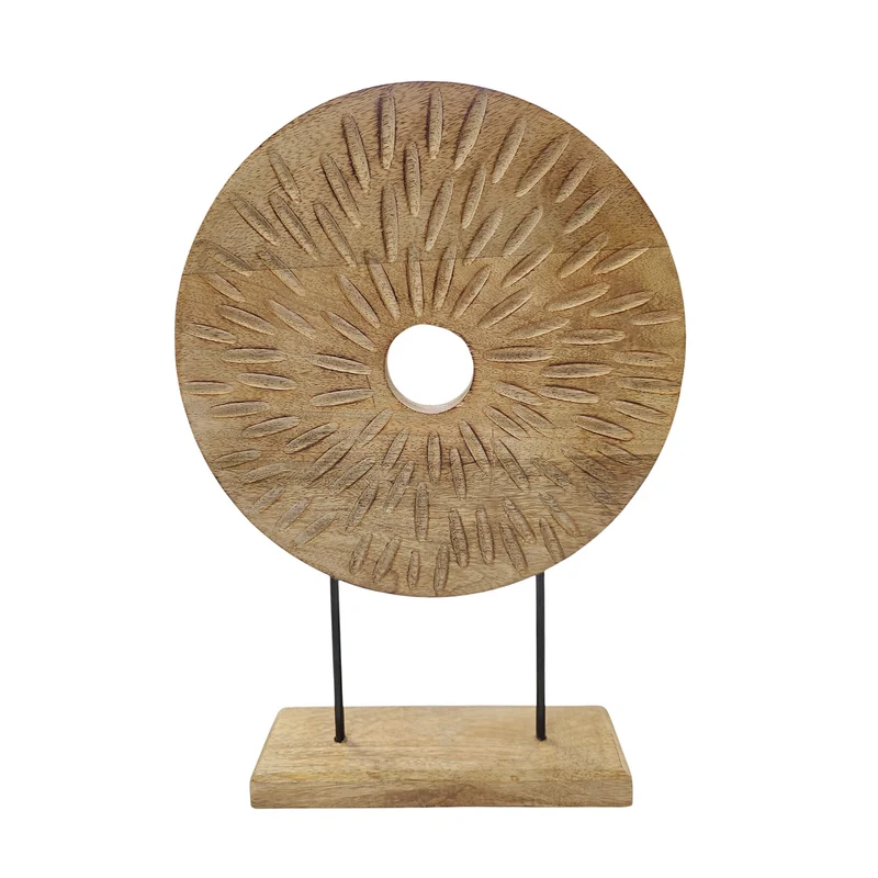 Deko Skulptur Mangoholz Metall Braun Schwarz 38 cm Dekoobjekt Holz