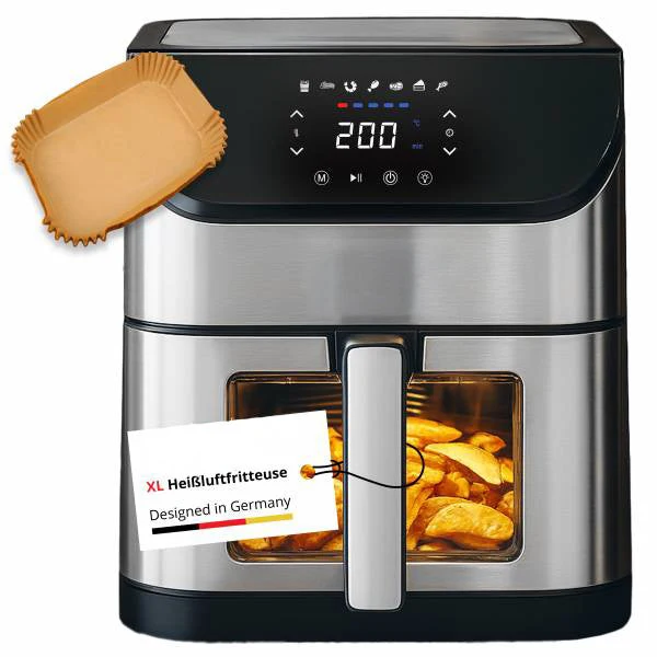 Heißluftfritteuse 8 Liter Edelstahl digital 1800 Watt