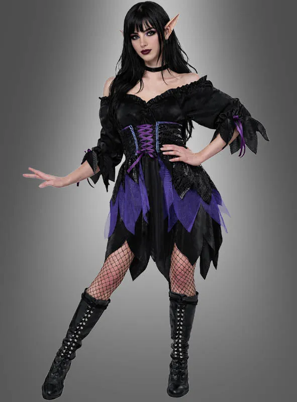 Düstere Gothic Elfe Damenkostüm
