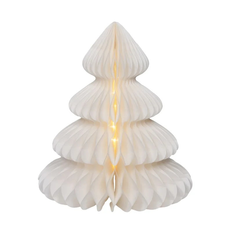 LED Papier Tanne 48 cm weiß