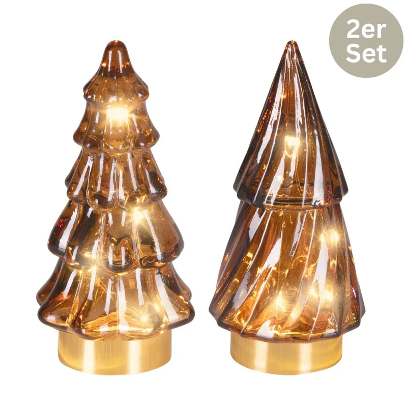 LED Tannenbäume Julgran 2er-Set braun