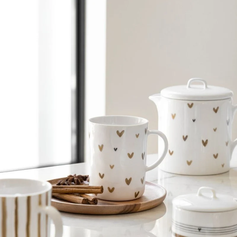 Bastion Collections Teetasse Brown Hearts