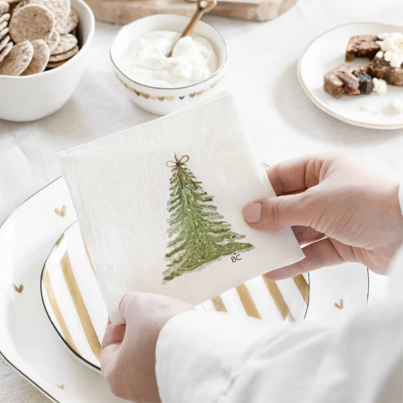 Bastion Collections Cocktailservietten Xmas Tree with Bow