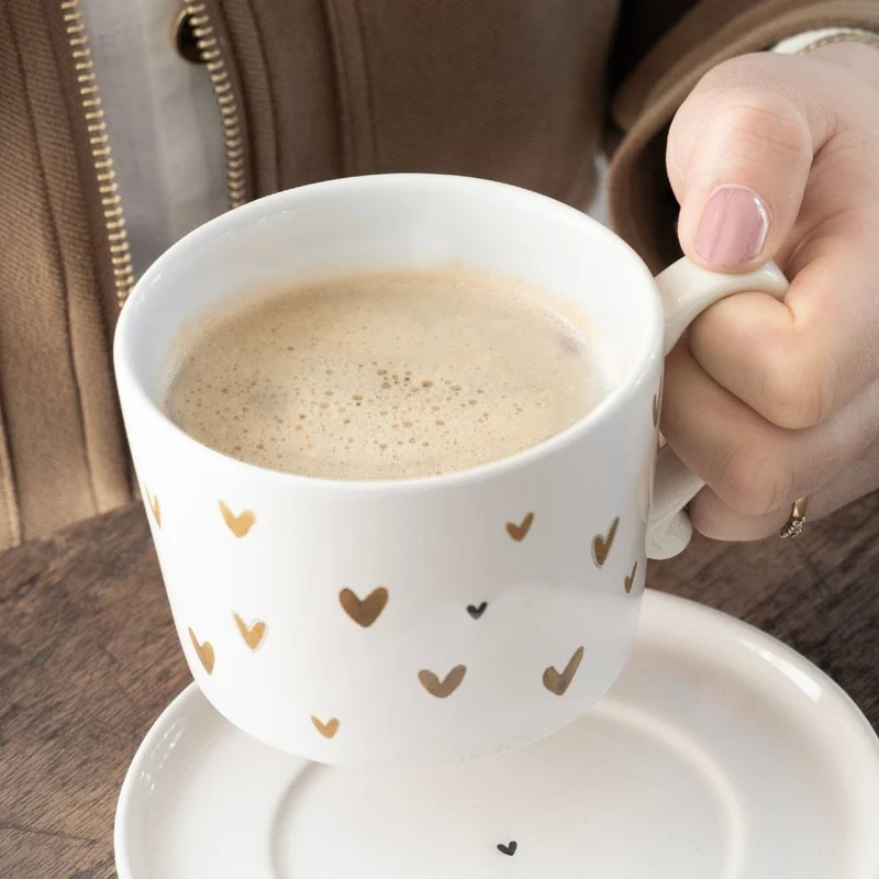 Bastion Collections Tasse Brown Hearts