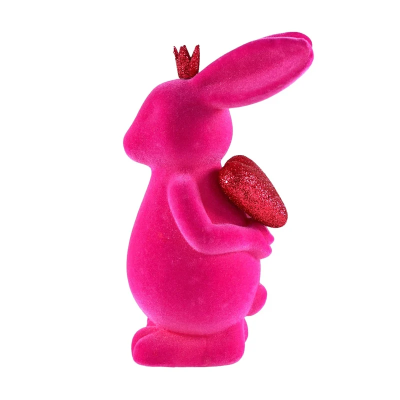 Osterhase mit Herz Pink 22 cm Dekohase Oster Deko Osterdekoration