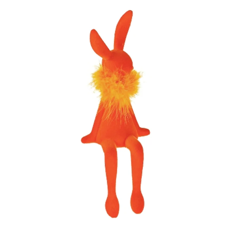 Kantenhocker Osterhase Orange 25 cm Kunststoff beflockt modern Dekohase Osterdekoration Dekoration Ostern