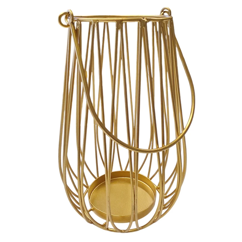 Kerzenlaterne Gold Metall 23 cm Dekolaterne Laterne modern