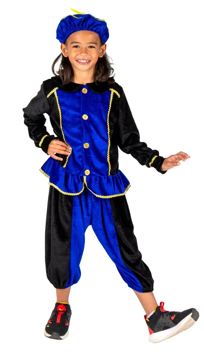 Piet-Kostüm für Kinder, blau/schwarz