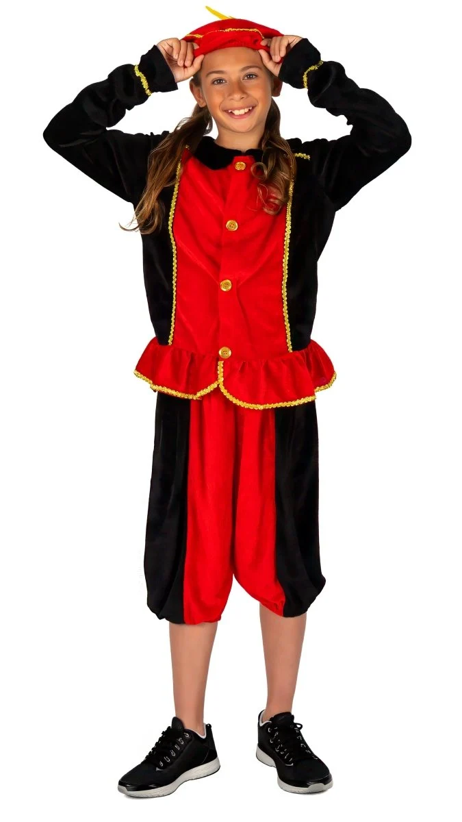 Piet-Kostüm für Kinder, rot/schwarz