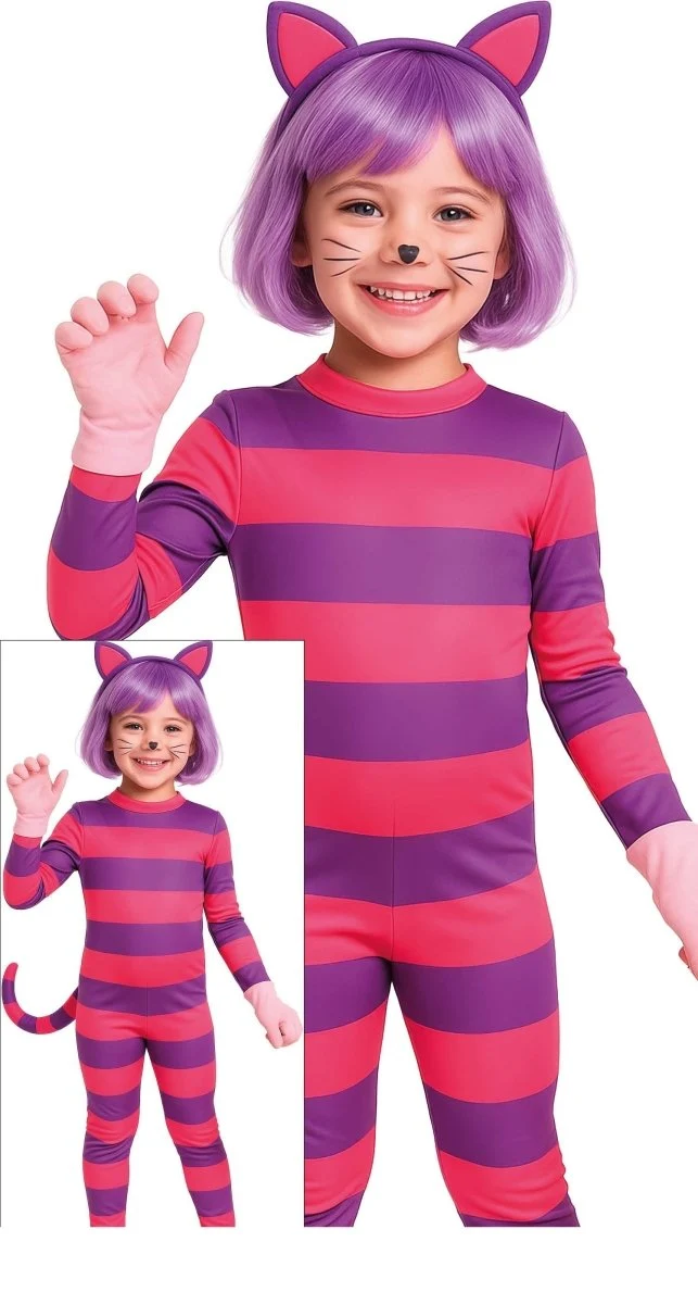Halloween-Kostüm Lila-Rosa für Kinder: Lachende Katze
