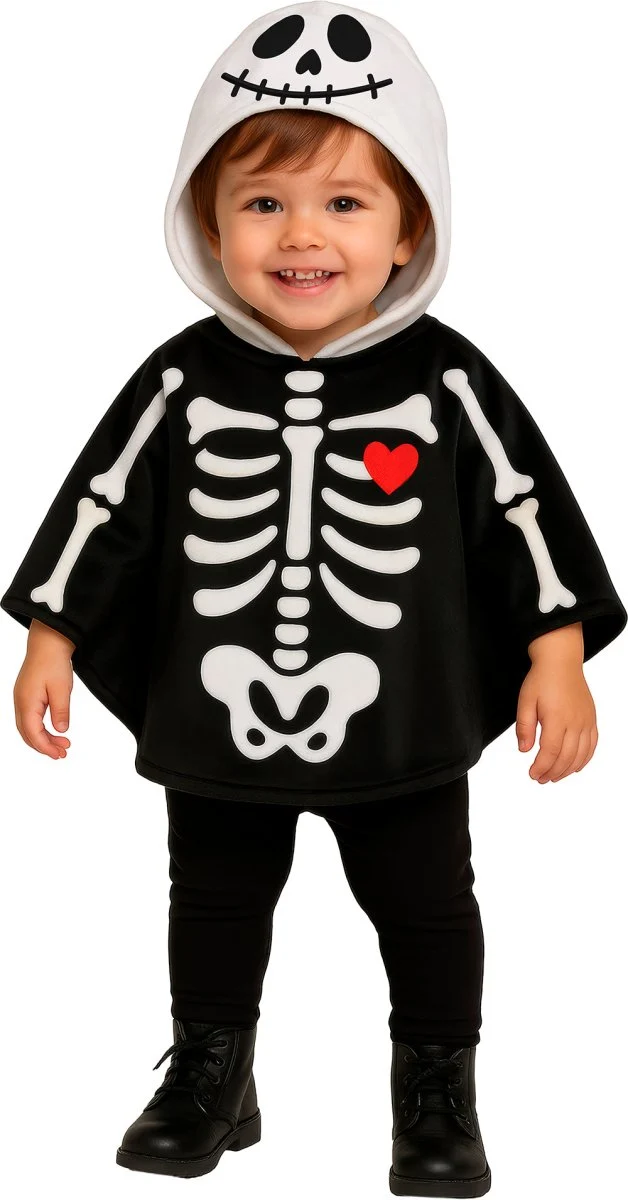 Halloween-Poncho „Baby-Skelett“