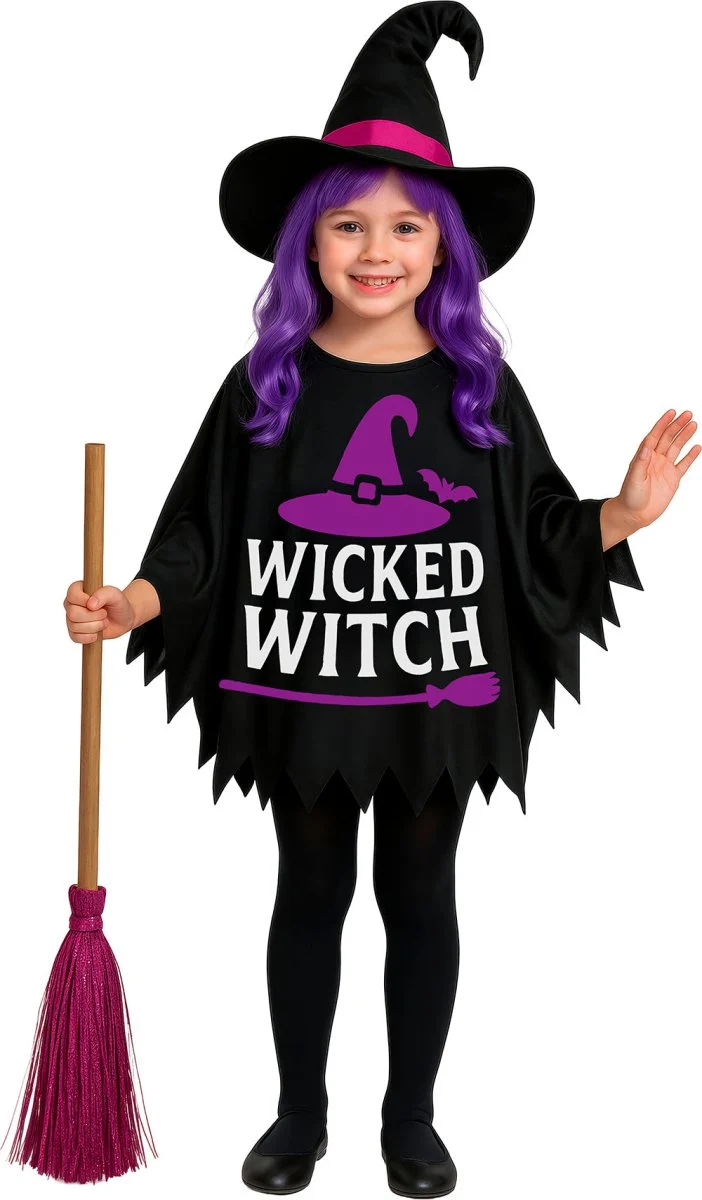 Halloween-Poncho für Kinder – Hexe