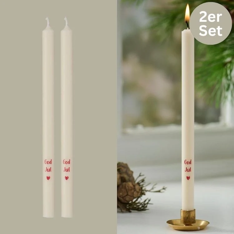 Ib Laursen Stabkerzen God Jul 2er-Set weiß