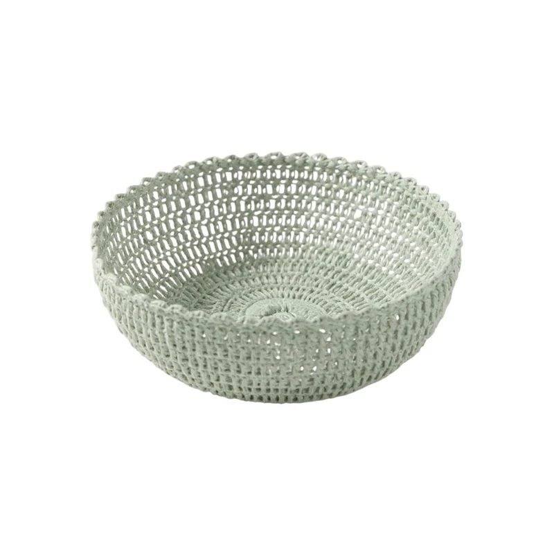 Dekoschale Makramee Grün Baumwolle Metall Schale 22 cm