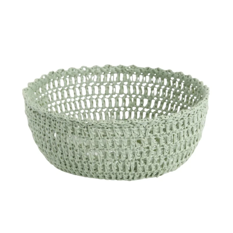 Dekoschale Makramee Grün Baumwolle Metall Schale 25 cm