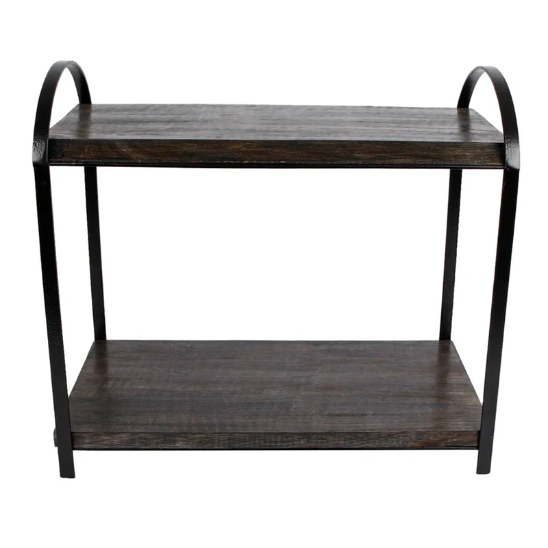 Deko Etagere Mangoholz Schwarz modern Holzetagere