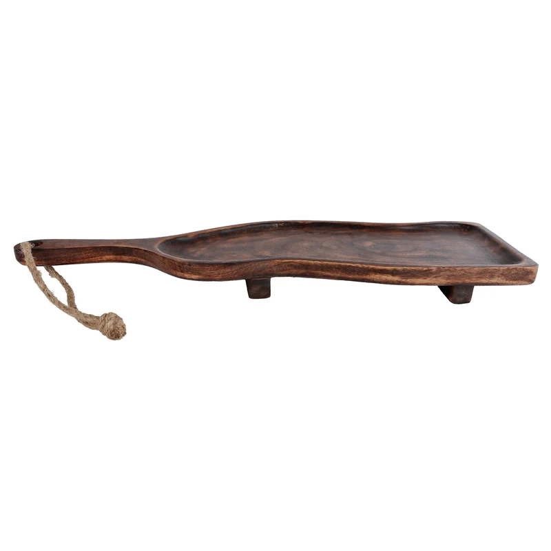 Dekotablett Holz 54 cm Braun modern Tablett Mangoholz