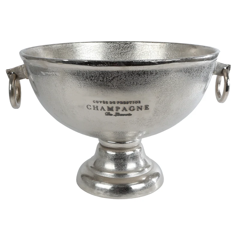 Sektkühler Alu Silber 40 cm Antiksilber Weinkühler Champagnerkühler