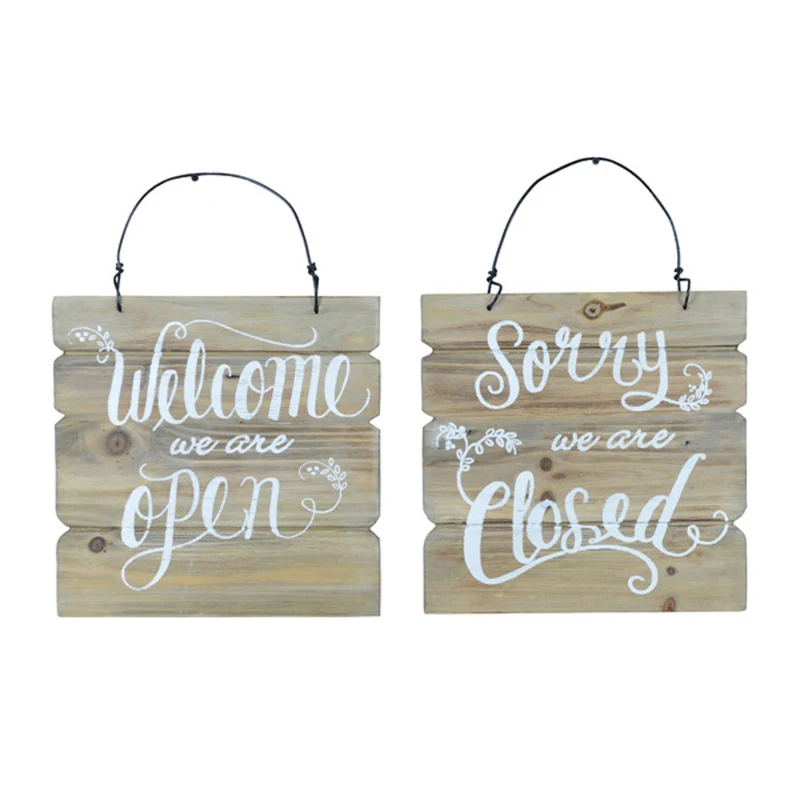 Dekoschild Open Closed Holz rustikal 20 cm Holzschild Braun