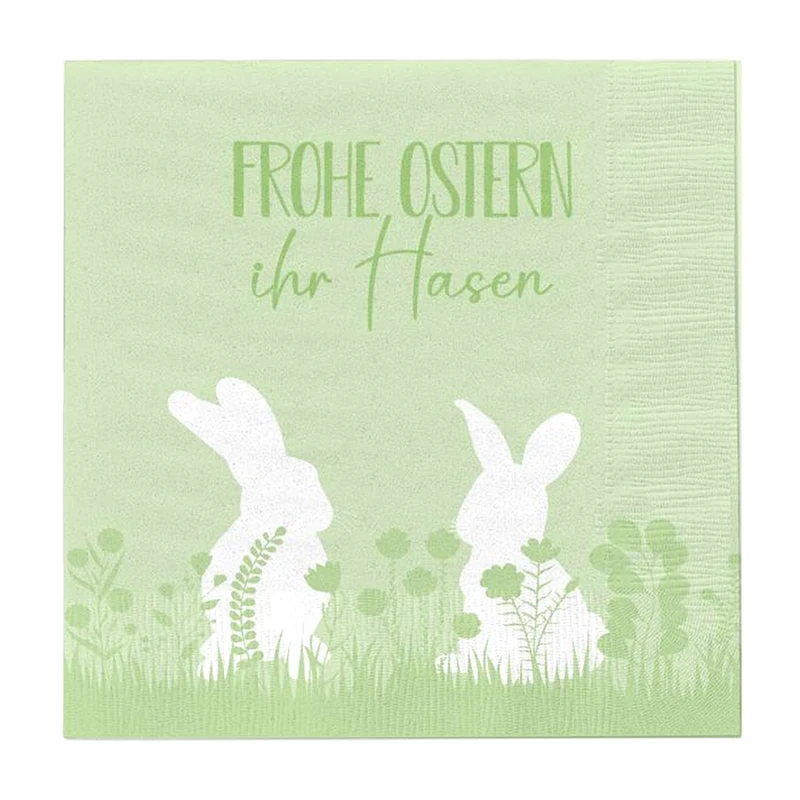 40er Set Servietten Ostern Grün Weiß Papier