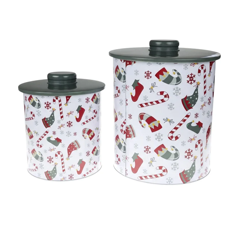 2er Set Gebäckdose Metall Weihnachten Blau oder Weiß Plätzchendose Keksdose