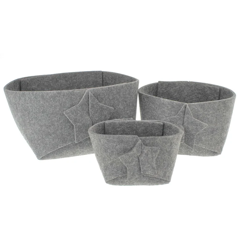 Filzschale Hellgrau 3er Set modern Weihnachtsdeko Weihnachtskorb Deko Weihnachten